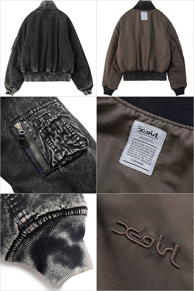 エックスガール X-girl リバーシブル エムエーワンジャケット [105254021002 FW25] FADED REVERSIBLE MA-1 JACKET レディース xgirl アウター ブルゾン オリーブ 正規取扱店 X-girl（エックスガール） リバーシブル エムエーワンジャケット