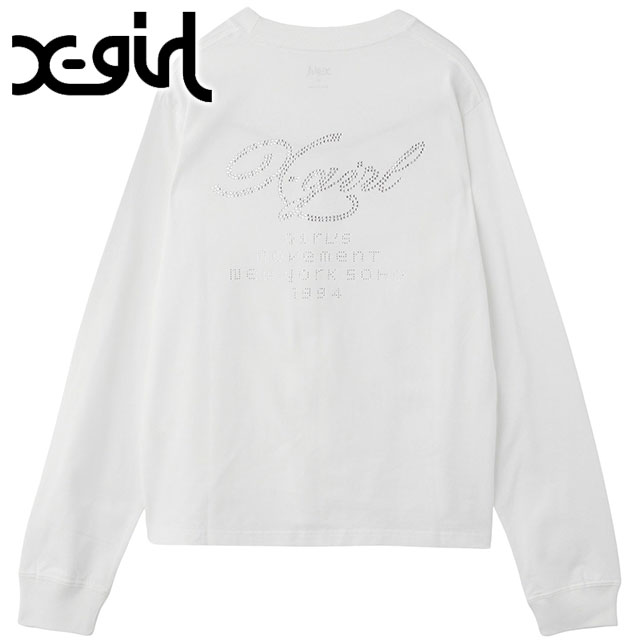 X-girl（エックスガール） ラインストーンロゴ ロングスリーブTシャツ