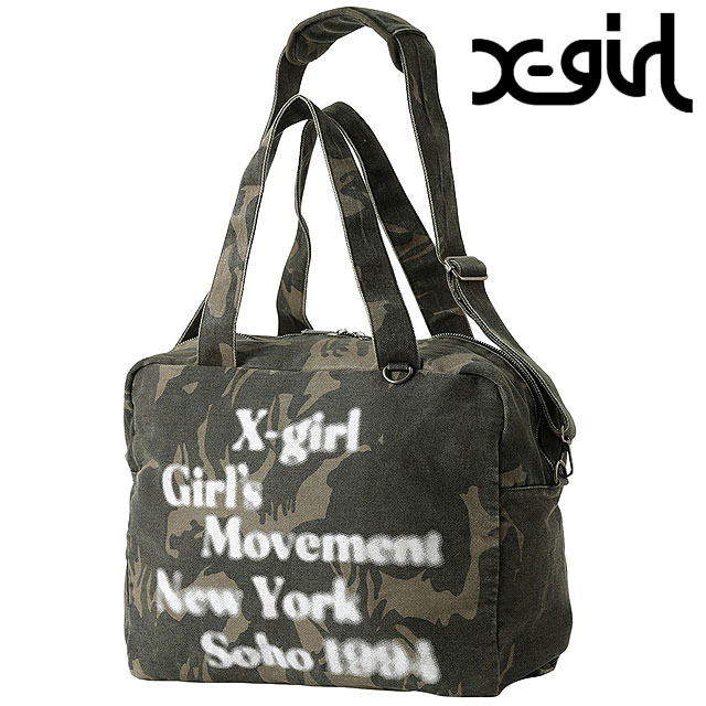 ｴｯｸｽｶﾞｰﾙ　X-girl Stages COLOR BLOCK TOTE BAG　迷彩柄 X-girl（エックスガール） ツーウェイ ビッグ トートバッグ