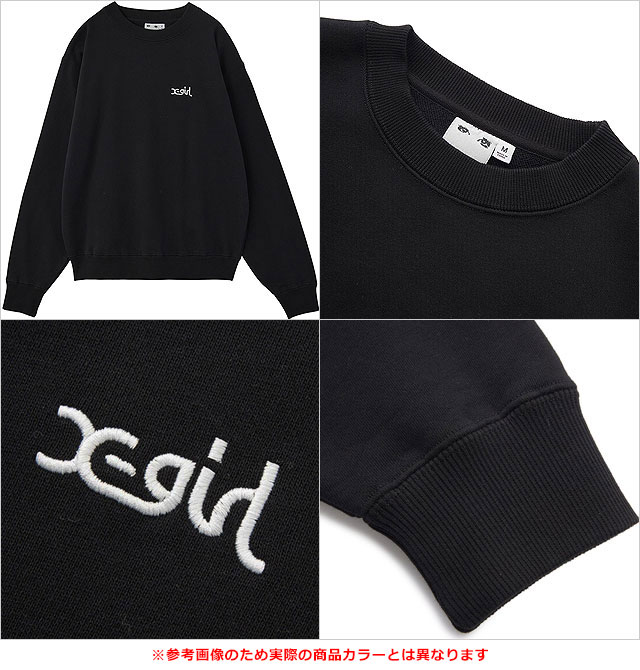 エックスガール X-girl クルーネック スウェットトップ [105254012013 FW25] FACE PATCH AND LOGO CREWNECK SWEAT TOP レディース xgirl トップス プルオーバー トレーナー ネイビー 正規取扱店 X-girl（エックスガール） クルーネック スウェットトップ