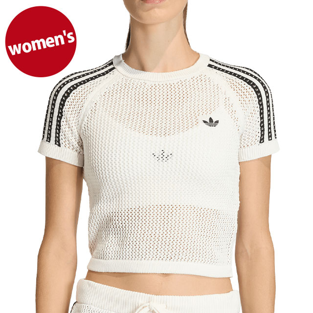 �A�f�B�_�X �I���W�i���X adidas Originals �j�e�B�h �N���V�F�b�g �J�� �e�B�[ WY172 KE0200 SS26 KNITTED CROCHET CALI TEE �I�t�z���C�g ���K�戵�X