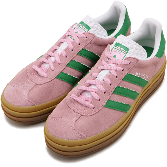 adidas Gazelle 緑/ピンク スニーカー adidas】GAZELLE BOLD SHOES スエード ピンク グリーン ロゴ (adidas