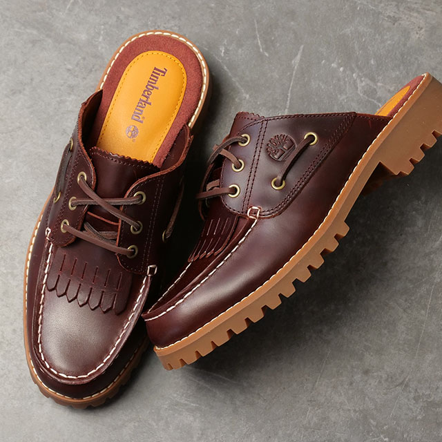 �e�B���o�[�����h Timberland ���f�B�[�X �m�[���� 3�A�C �~���[���T���_�� �E�B�����Y A4198-EIW SS26 Noreen 3 eye Mule BURGUNDY-FULL-GRAIN ���K�戵�X