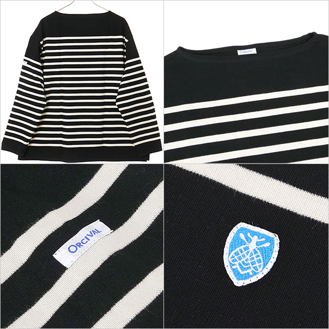 オーシバル ORCIVAL ボートネック ロングスリーブプルオーバー [#6231 FW25] BOAT NECK LONG SLEEVE P.O. メンズ トップス カットソー 長袖Tシャツ ボーダー BLACK/FLOUR 正規取扱店 ORCIVAL（オーシバル） ボートネック ロングスリーブプルオーバー