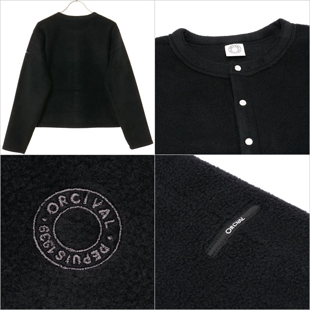 オーシバル ORCIVAL クルーネック カーディガン [OR-C0378-EFC FW25] CREW NECK CARDIGAN レディース トップス 羽織り 長袖 軽量 フリース BLACK 正規取扱店 ORCIVAL（オーシバル） クルーネック カーディガン OR-C0378-EFC FW25