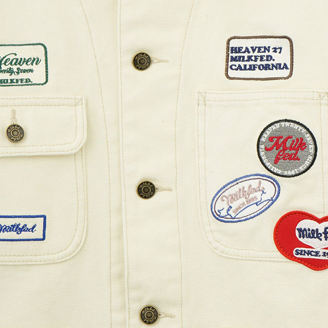 ミルクフェド MILKFED. パッチドカバーオールジャケット [103253021003 FW25] PATCHED COVERALL JACKET レディース ライトアウター ブルゾン シャツジャケット ワッペン BLACK 正規取扱店【coupon】 MILKFED.（ミルクフェド） パッチドカバーオールジャケット