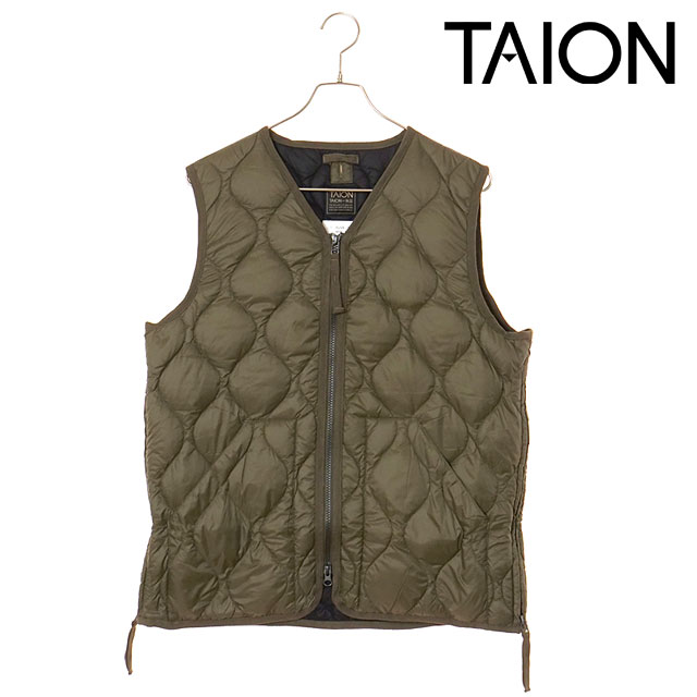 TAION（タイオン） ミリタリー Vネックダブルジップダウンベスト TAION