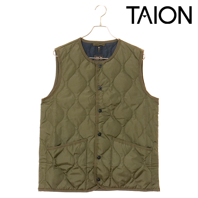 TAION（タイオン） ミリタリー クルーネックダウンベスト TAION