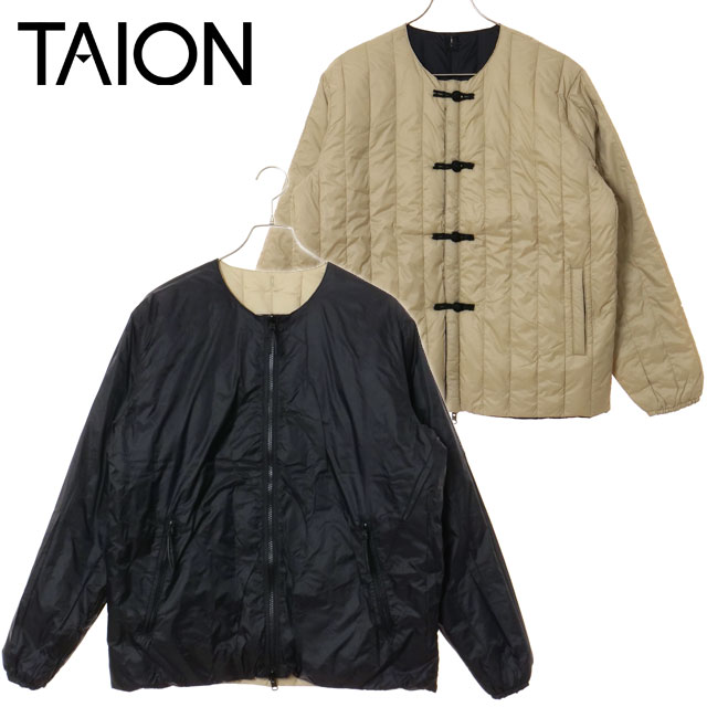 タイオン TAION リバーシブルチャイナボタンインナーダウンジャケット [TAION-JK01JS FW25] U REVERSIBLE CHINA BUTTON INNER DOWN JACKET メンズ・レディース アウター 2WAY JAPAN SPECIAL BEIGE×BK 正規取扱店 TAION（タイオン） リバーシブルチャイナボタンインナーダウン