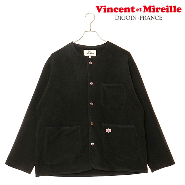 ヴァンソン エ ミレイユ VINCENT ET MIREILLE フリースカーディガン [VM252FL00220-09 FW25] FLEECE CARDIGAN メンズ ライトアウター 前ボタン BLACK 正規取扱店 VINCENT ET MIREILLE（ヴァンソン エ ミレイユ） ヴァンソン エ