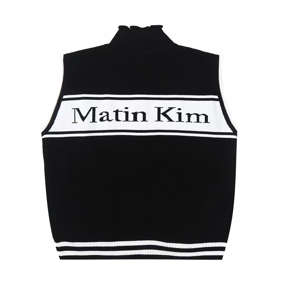 Matin Kim タートルネック ニットベスト ブラック ホワイト ベスト・ジレ