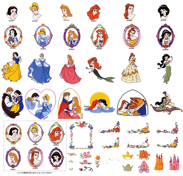 税込 メーカー生産終了 在庫限り ディズニープリンセスワンスアポンアタイム 45模様 Ecd047 ブラザーミシン刺しゅうカード Brother 刺繍カード 品質のいい
