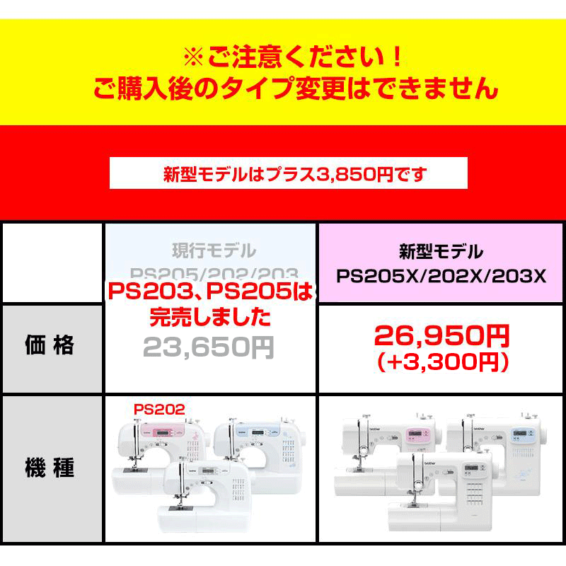 価格の比較表　PS205完売