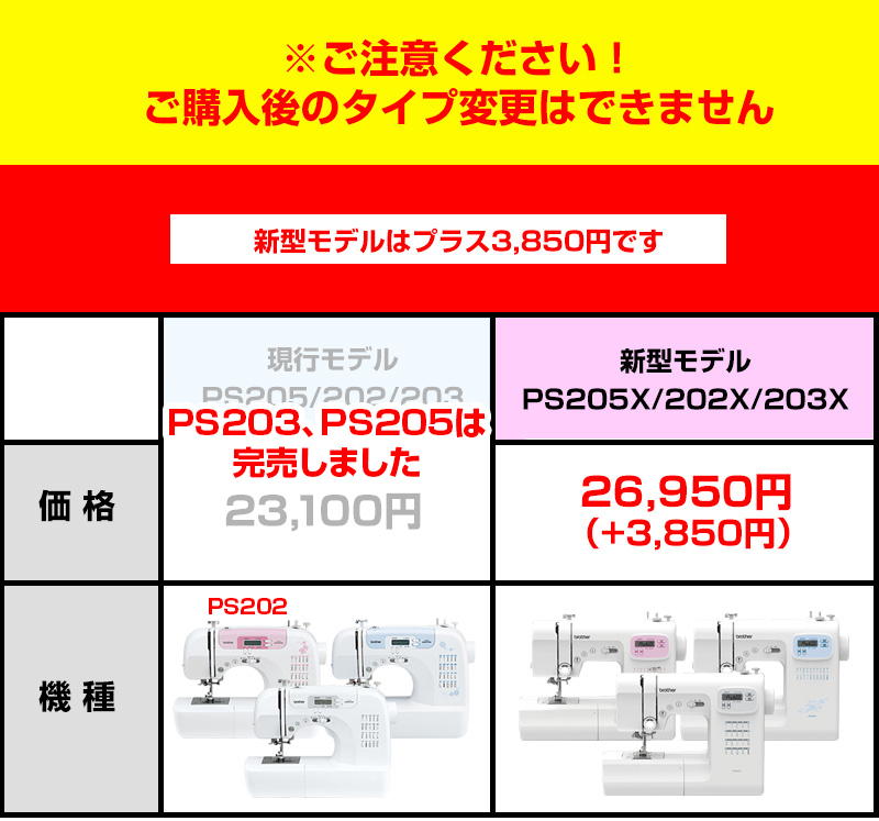 価格の比較表　PS205完売