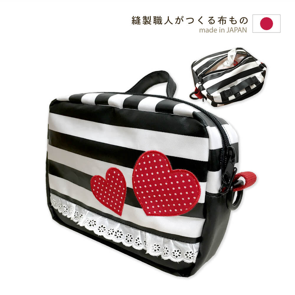 ベビー おむつポーチ 日本製 おむつバッグ おむつ入れ ベビー用品 ロックンベビー ボーダー ハート レース Rock'n Baby ロックンハート