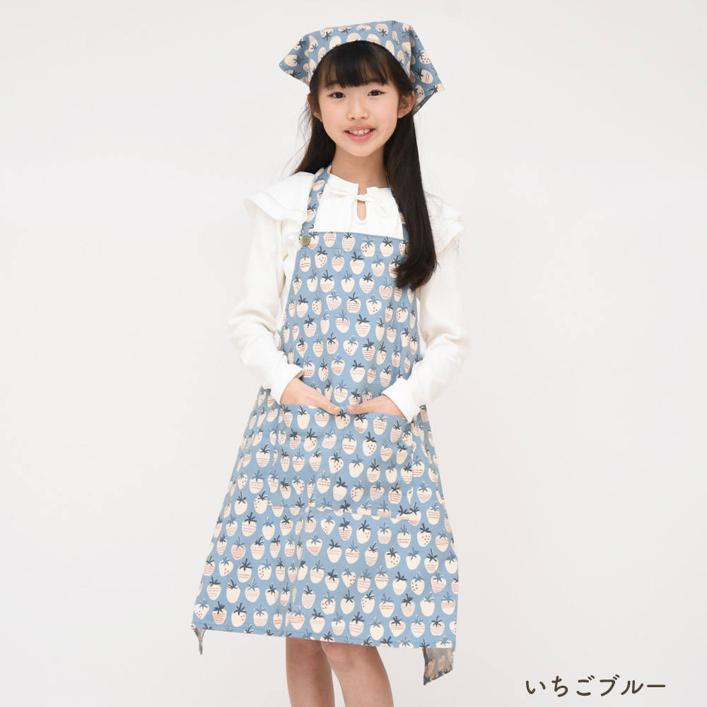 こころさま　オーダーページ　エプロン　給食エプロン　ワンピース 三角巾 エプロン キッズ 三角巾 セット 子供エプロン 3点セット 収納巾着袋付