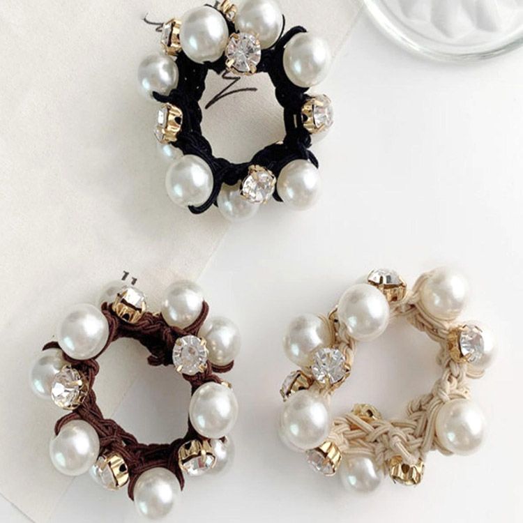 1+1=2個セット ヘアゴム ヘアアクセサリー パール ストーン