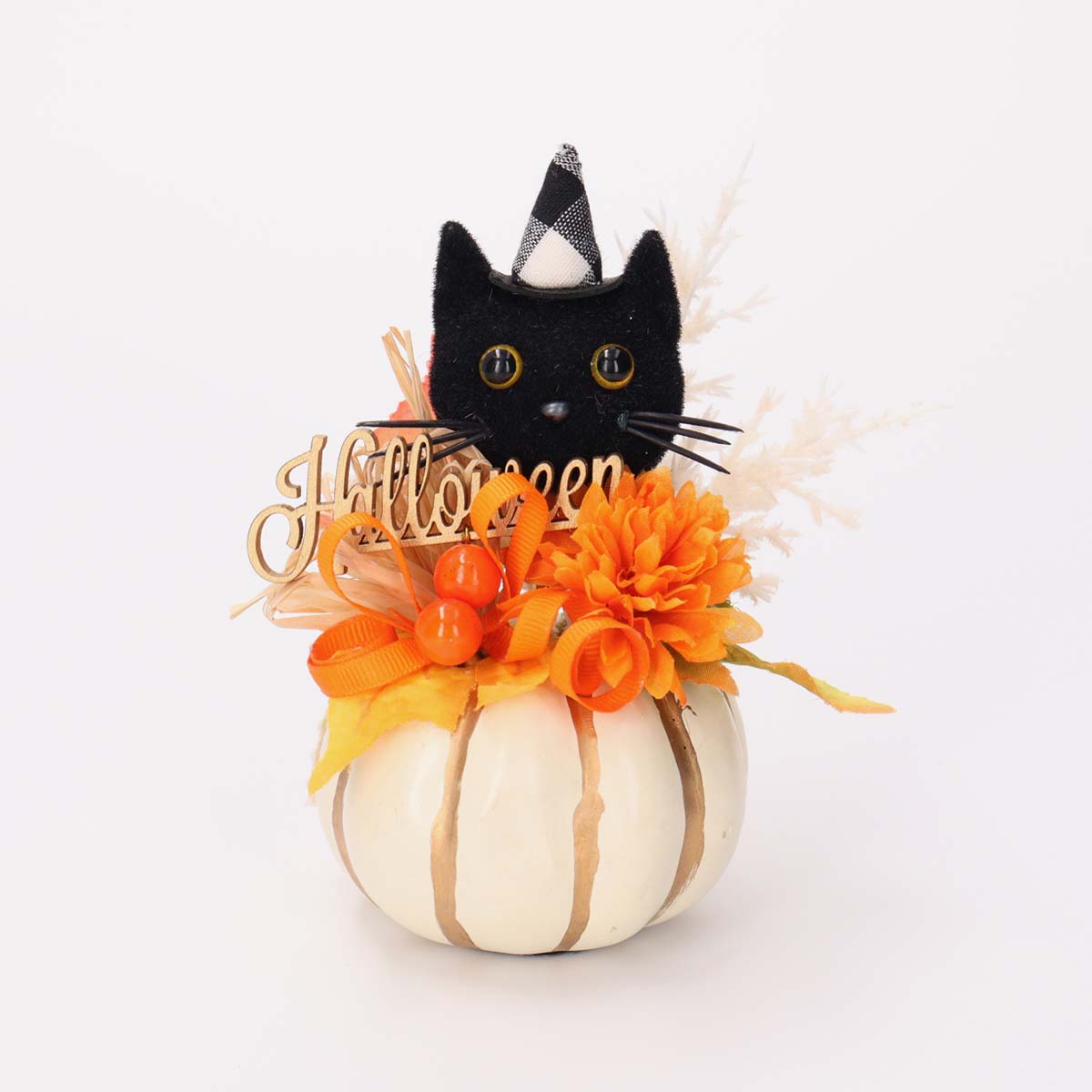 ハロウィン 飾り インテリア オブジェ ジャックオランタン 猫 黒猫