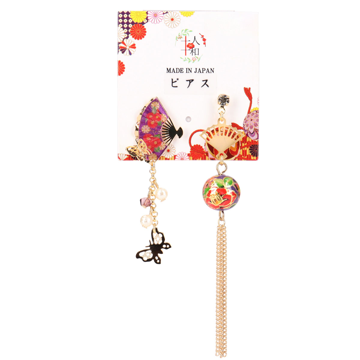 MisshKissh ピアス 和風 日本製 扇蝶ピアス ニッケルフリー 浴衣