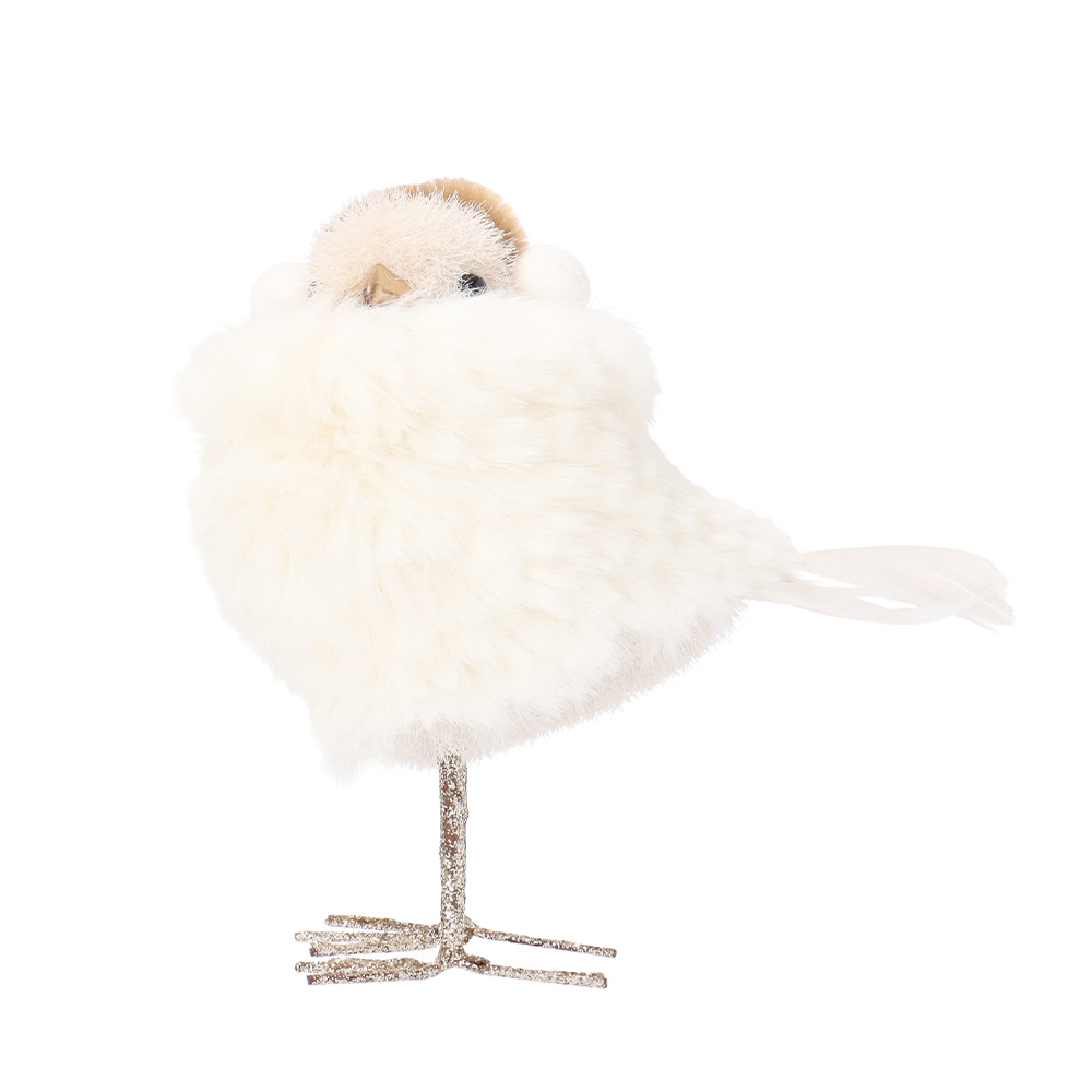オブジェ クリスマス 白い鳥 バード ふわふわ イヤーマフ クラウン