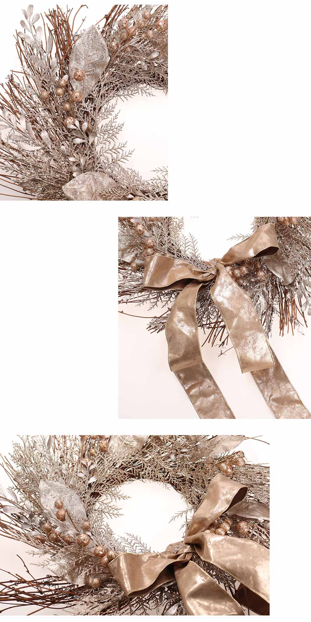 リース クリスマス 60cm リボン シャンパン Lサイズ 大きい