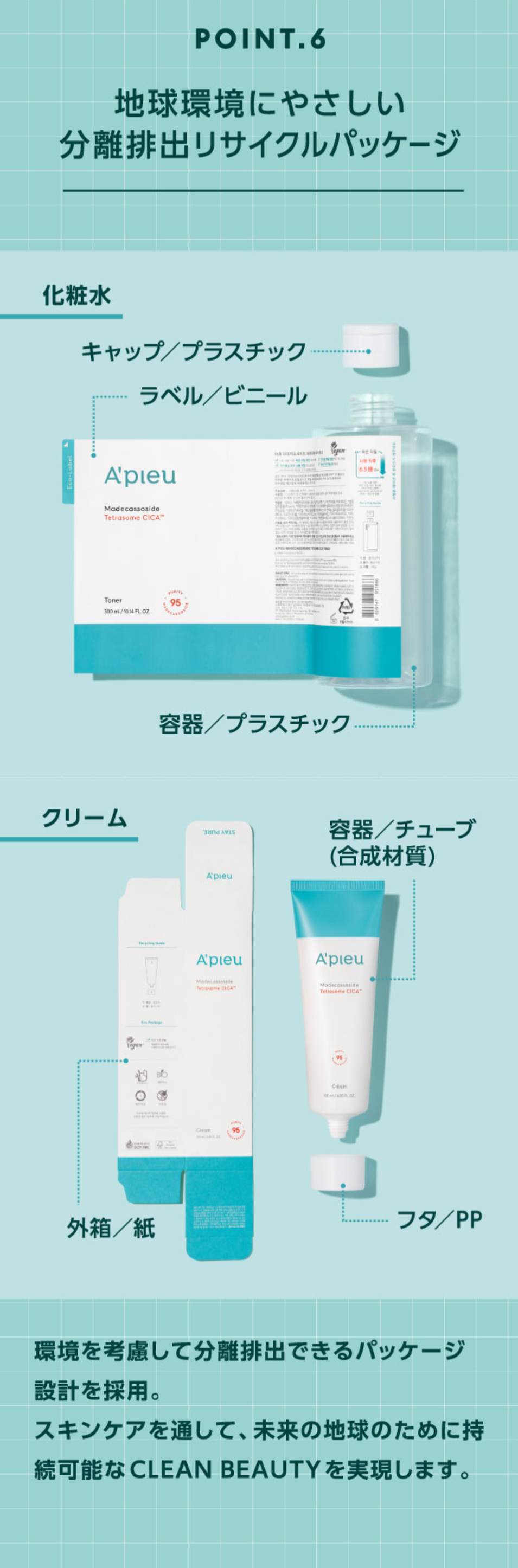 A'pieu（アピュー） A'pieu公式 テトラソーム CICA化粧水 300mL 韓国