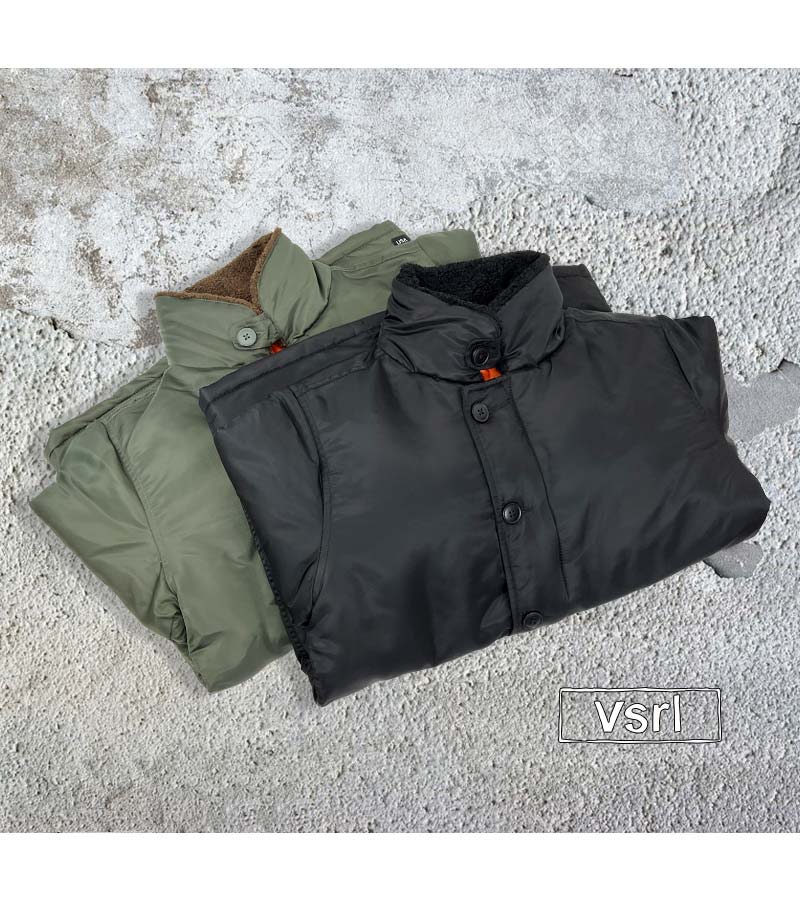 襟切り替え可能ロストコントロール・デッキジャケット 中綿ジャケット デッキジャケット ミリタリージャケット 襟ボア