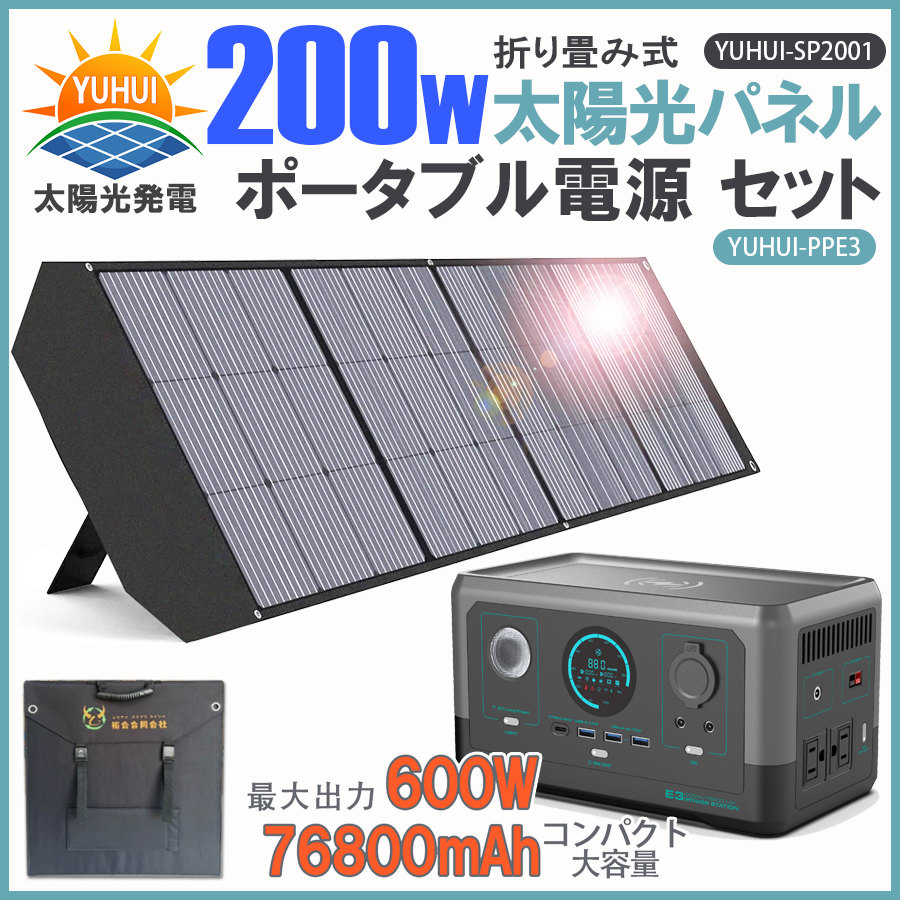 ポータブル電源 300W大功率 最大出力600W 76800ｍAh 200W 折り畳み式