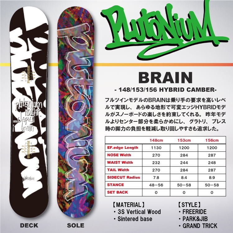 18-19 PLUTONIUM (プルトニウム) BRAIN 148cm/153cm/156cm [HYBRYD