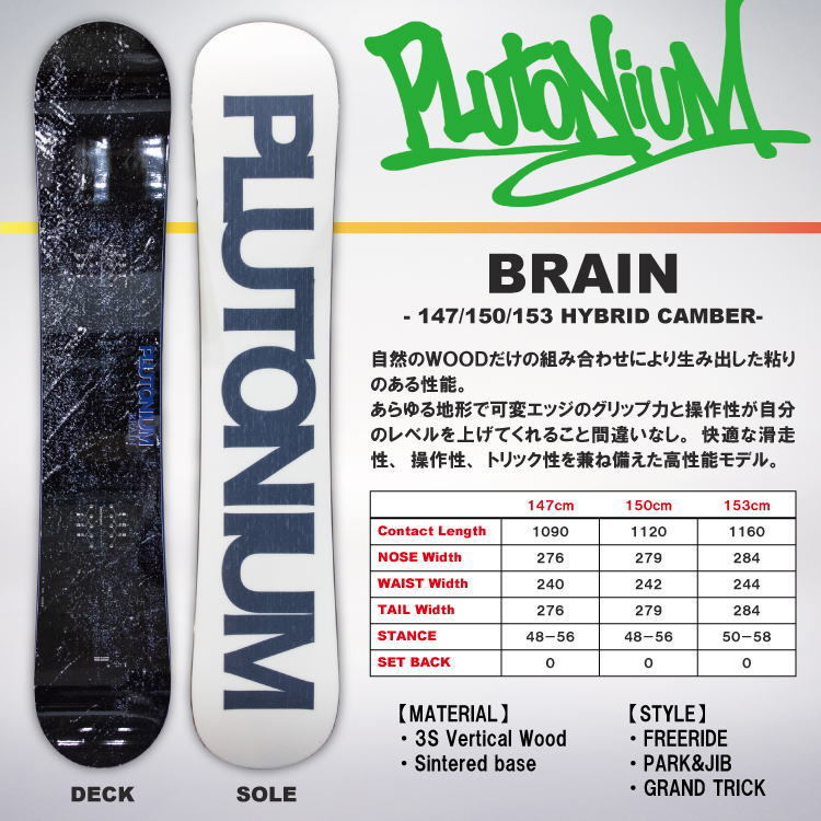 入荷済み】21-22 PLUTONIUM (プルトニウム) BRAIN 147cm/150cm