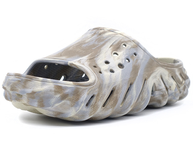crocs　ECHO MARBLED SLIDE　BONE/MULTI (208467-2Y3)｜mita-sneakers