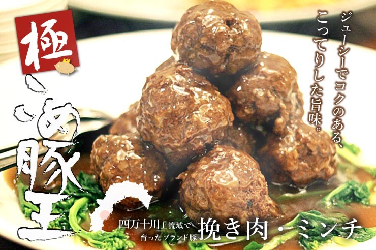 四万十川上流域で育ったブランド豚四万十こめ豚王 挽き肉・ミンチ