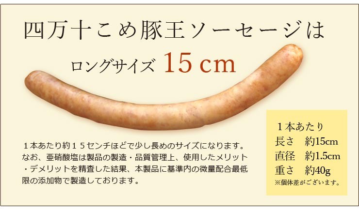 四万十こめ豚王ソーセージはロングサイズ15cm