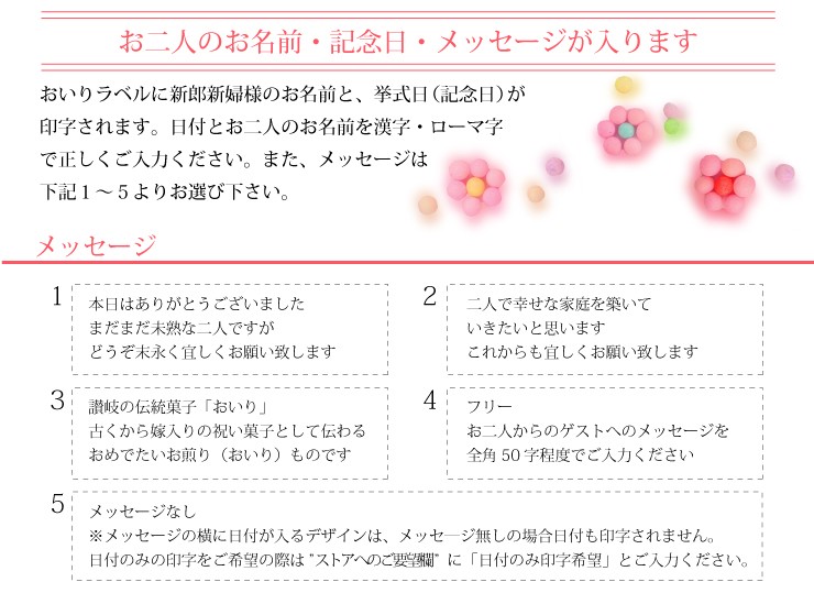 お二人のお名前・記念日・ゲストへのメッセージが入ります。