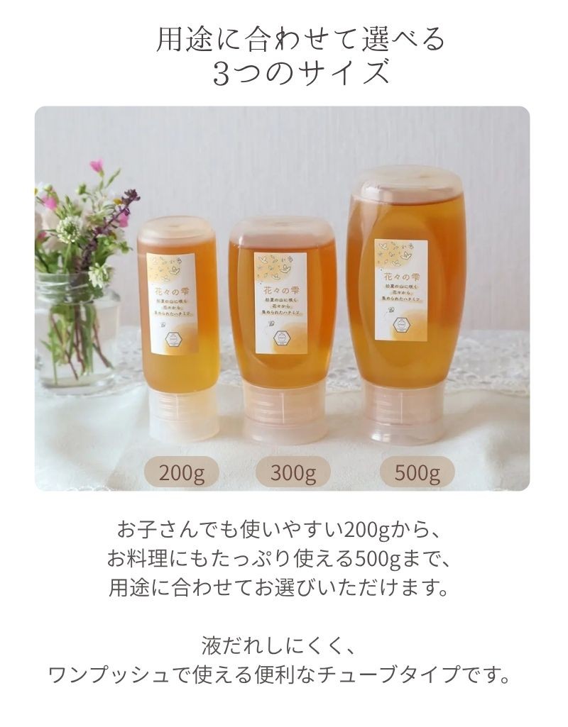 はちみつ 国産 蜂蜜 ハチミツ 純粋 非加熱 花々の雫 チューブタイプ