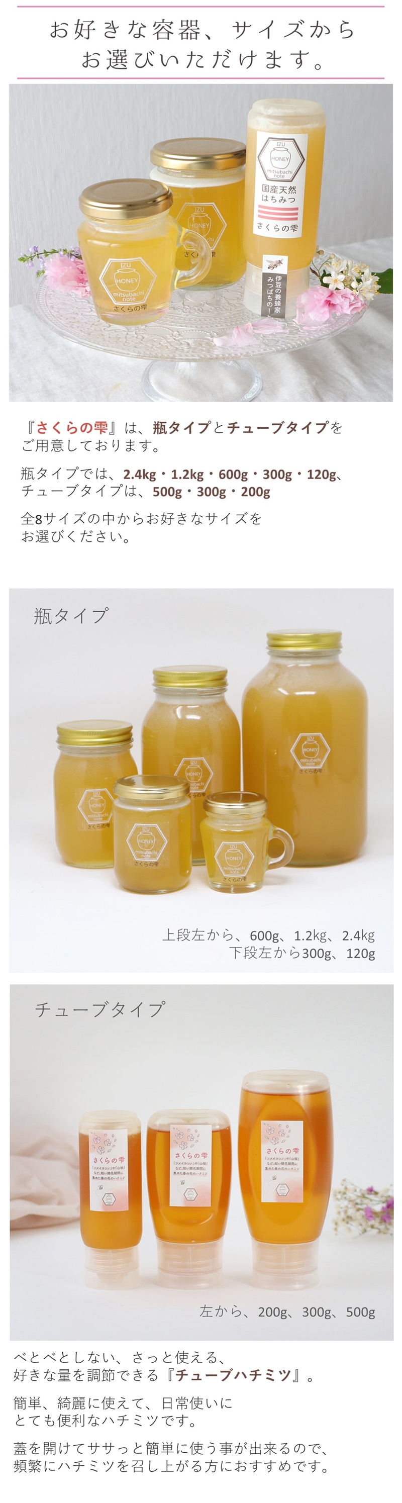 国産蜂蜜 はちみつ 国産 蜂蜜 ハチミツ 純粋 非加熱 さくらの雫 チューブ