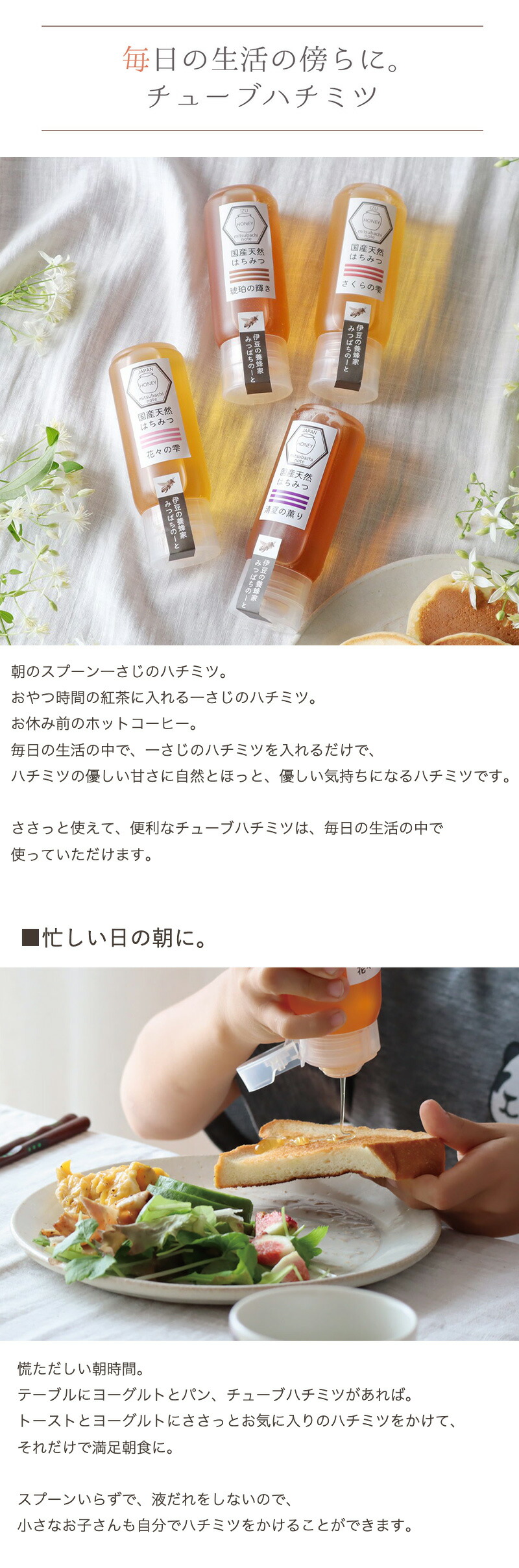 はちみつ 国産 蜂蜜 ハチミツ 純粋 非加熱 さくらの雫 チューブタイプ
