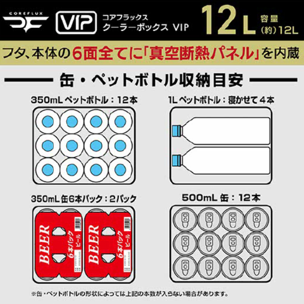 コアフラックス クーラーボックス VIP 12L CFV-12 アウトドア キャンプ 保冷ボックス 6面断熱 日本製_10