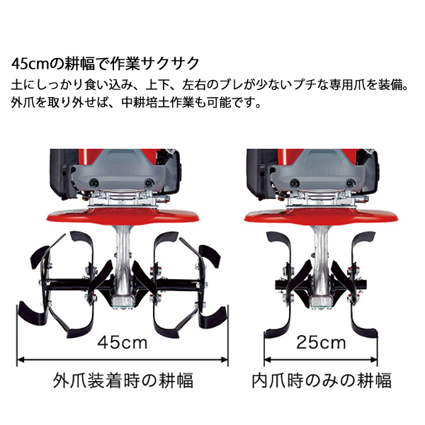 ホンダ（HONDA） 耕うん機 プチな 標準ローター付き& イエロー培土器