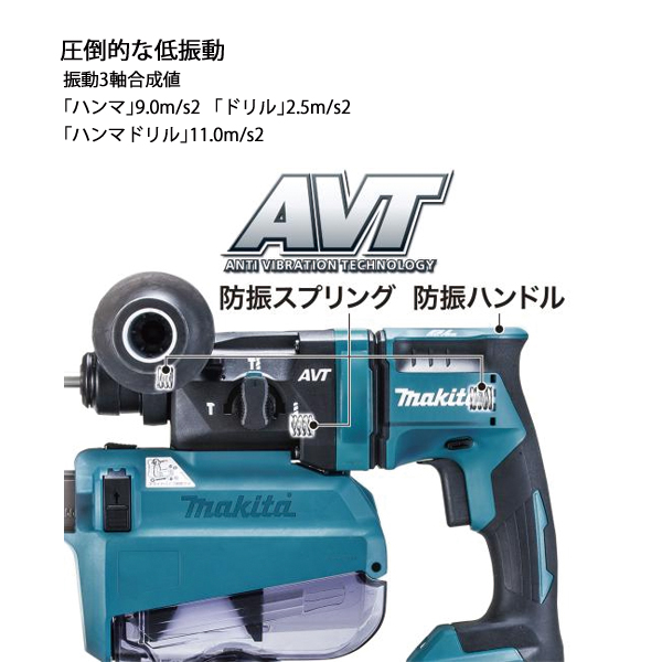 マキタ（makita） 18V 充電式ハンマドリル 集じんシステム付 青 18mm