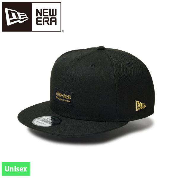 ニューエラ  9FIFTY メタルフラッグ ウーブンパッチ ブラックxゴールド 14388582 アウトドア ウェア 帽子 ユニセックス｜ニッチ・リッチ・キャッチ