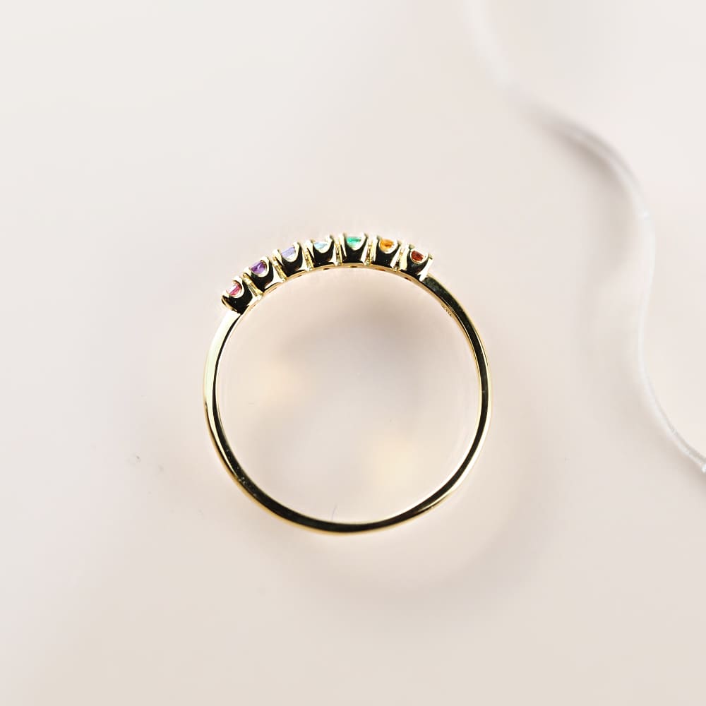 アミュレット レインボー 18金 18K 指輪 リング ゴールド 幸運 虹色 虹