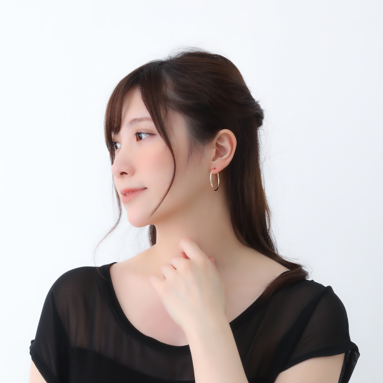 フープイヤリング 18k 大きめ K18 18金 ピアスみたい シンプル 地金 
