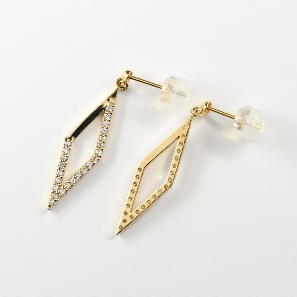本物！K18WG☆ダイヤモンド1ct以上☆ロングピアス☆リフォーム品☆超美