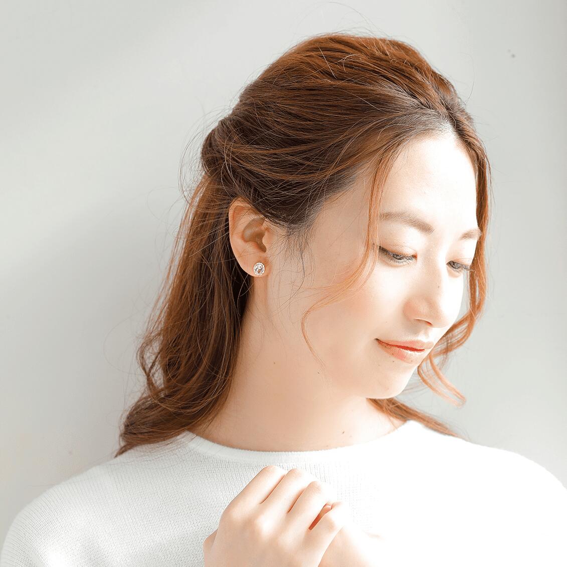 モルガナイト ピアス 18金 k18 ダイヤ ダイヤ取り巻き 18k