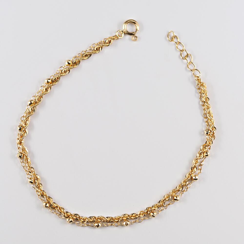 k18 ロープ チェーン シャイニーロープ 18k チェーンブレスレット 2連