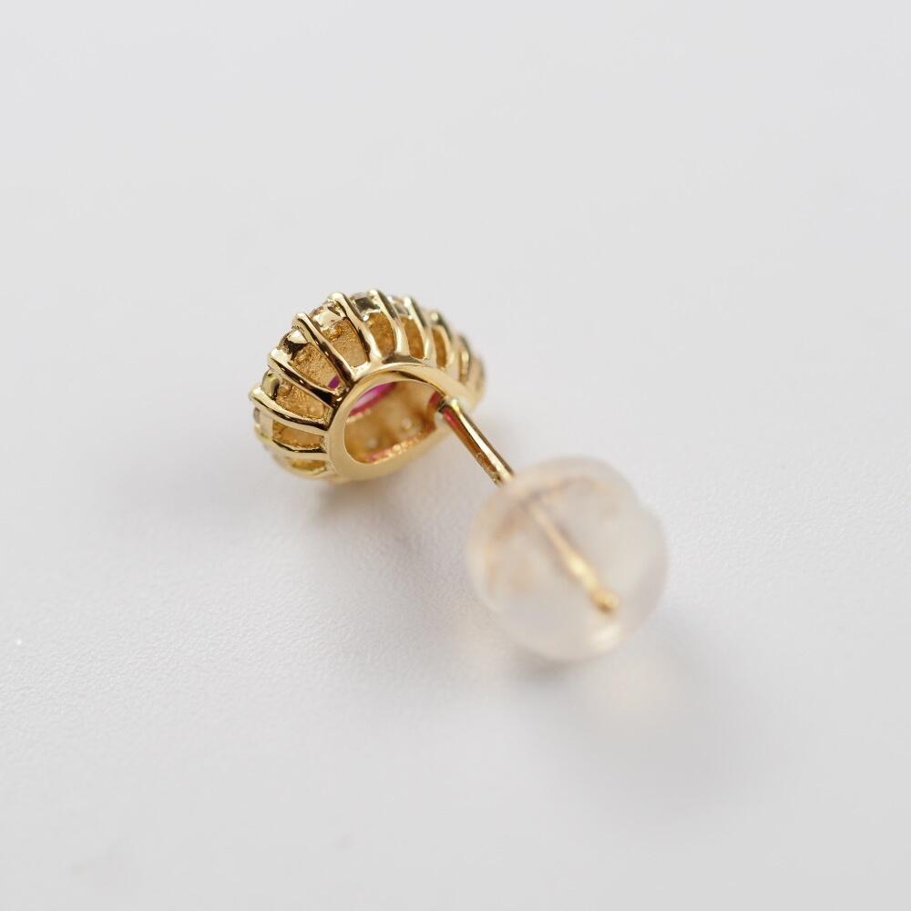 ルビー ピアス K18 18k 18金 ダイヤモンド ダイヤ ダイヤ取り巻き ペア