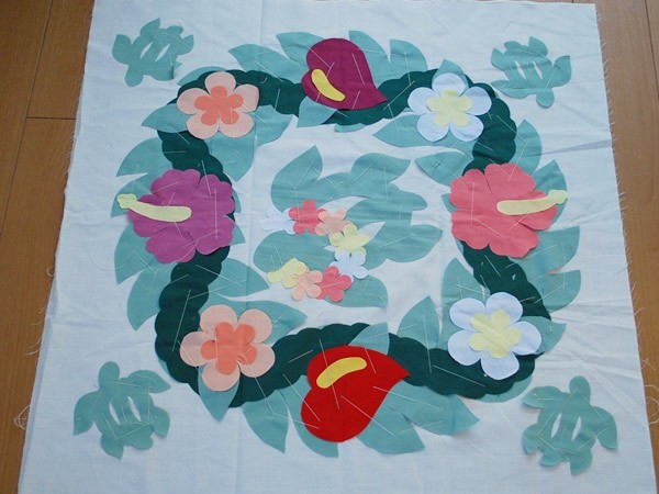 ハワイアンキルト　マルチマット　タペストリー　ハンドメイト 楽天市場】【ハンドメイド作品】【送料無料】ハワイアンキルト