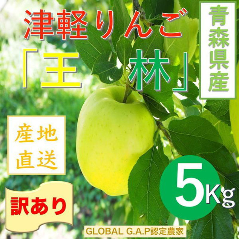 りんご 訳あり 王林 ご家庭用 青森県津軽産 5kg 送料無料 18から25玉 サイズ不揃い グローバルギャップ認定 [青森県ご家庭用りんご王林５キロ]