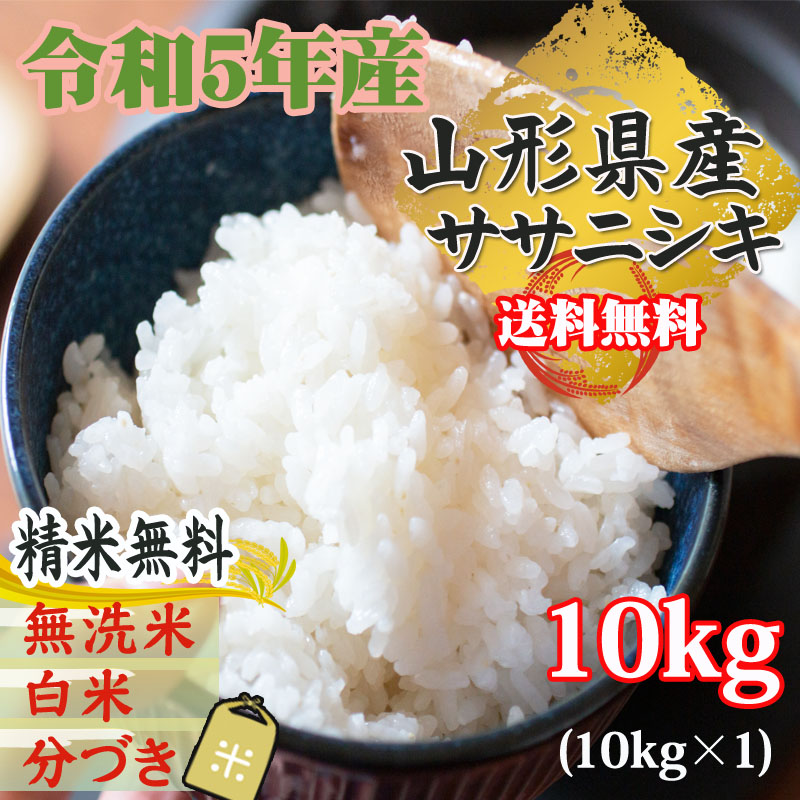 米 お米 10kg×1 ササニシキ 玄米10kg 令和5年産 山形産 白米・無洗米・分づきにお好み精米 送料無料 当日精米